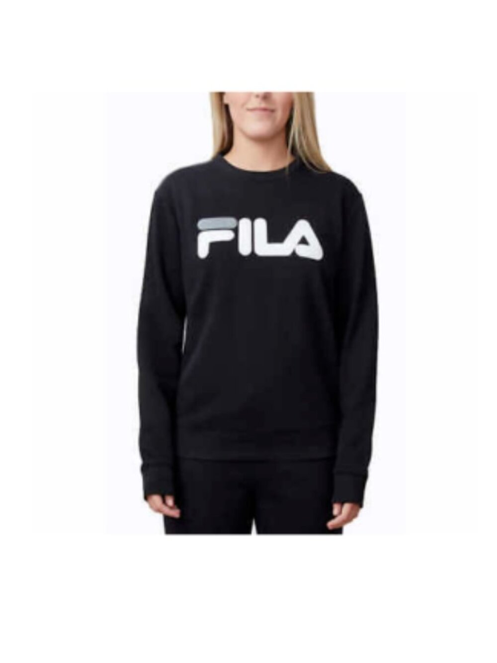 Fila Long Slv. French Terry Crewneck Sweatshirt Alexa Black Women's Sz XS